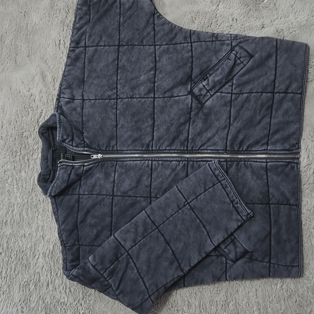 Forever 21 Dolman oversized blue gray faded style quilt Puffer Jacket size XS